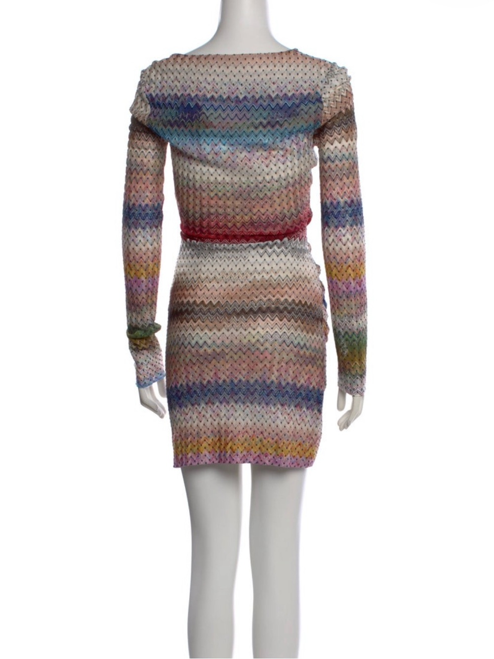 NEW MISSONI Silk Lined Faux Wrap Dress Neutrals
Printed ZIGZAG Ombré Striped 40 - Picture 4 of 5